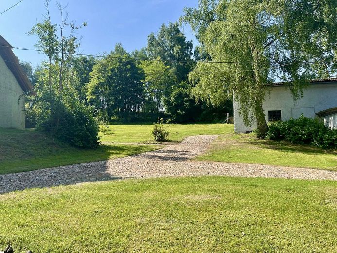 Landhaus unter Reet am See, Gästewohnung, Stallungen, Weiden und Wald. – Garten