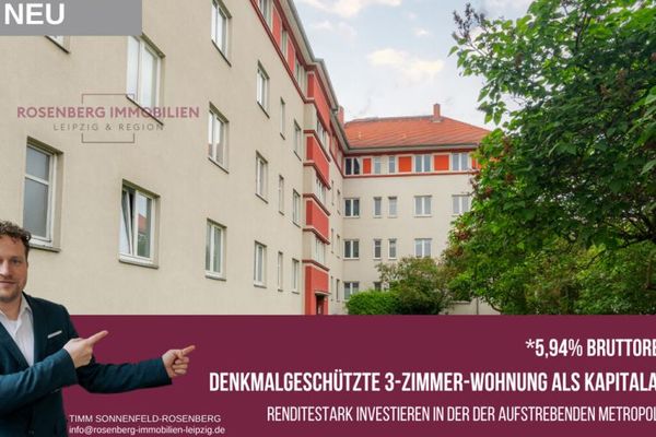 Доглянута 3-кімнатна інвестиційна нерухомість у чарівному будинку старої забудови в Лейпцигу / Шенефельді *5,94% валової дохідності*
