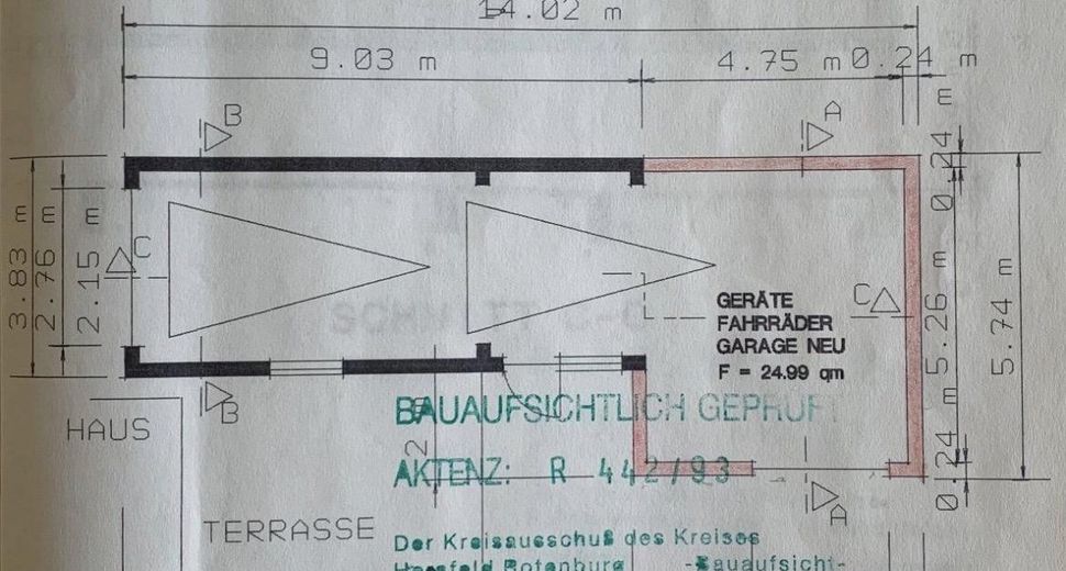 منزل لعائلة أو عائلتين - درج منفصل - مرآب بمساحة 50 م² - مباشرةً في روتنبورغ – GRUNDRISS GARAGE