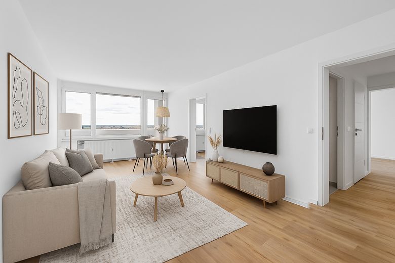 Erstbezug - sanierte 2-Raumwohnung – Virtual Staging - Wohnraum