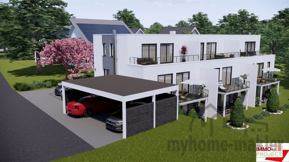 Provisionsfrei vom Bauträger: Modernes und urbanes Reihenendhaus in ruhiger Ortsrandlage – Ansicht Süd-West
