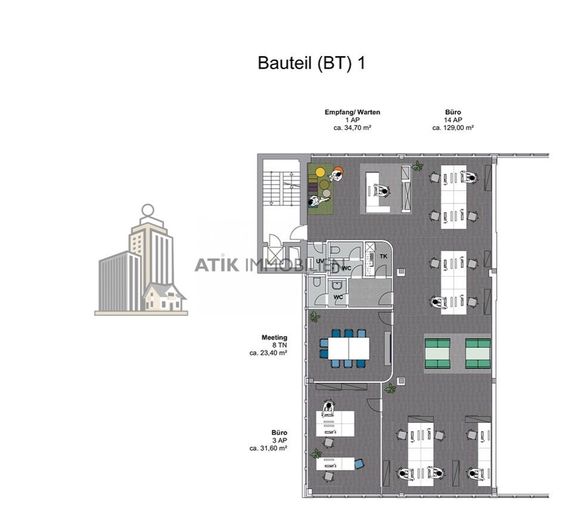 ATIK: Attraktive Büroflächen mit Dachterrassen und Loft-Ambiente in Dreieich – Grundriss 5.OG