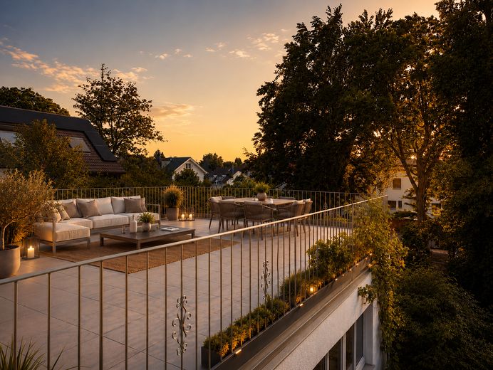 Pierwsze zamieszkanie bez prowizji – 2 pokoje z tarasem na dachu w Neubiberg – Dachterrasse_visualisiert