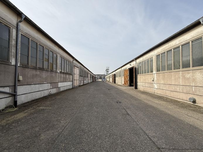 Großzügige Gewerbefläche mit Lagerhallenbestand und Büro in Neustadt a. d. Orla – Blick zwischen den Lagerhallen