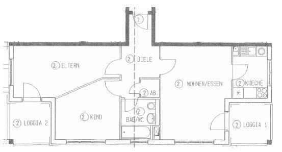 Gemütliche 3-Zimmer mit Tiefgarage, 2xBalkon, Wannenbad mit Fenster und Lam. in sehr guter Lage! – Grundriss_AmK53_WE2