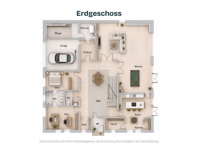 Villa esclusiva progettata da un architetto con vista libera sui prati dell’Ilmenau – Grundriss Erdgeschoss