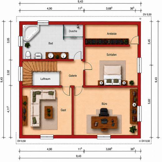 Modernes Einfamilienhaus mit Wintergarten, Doppelgarage und liebevoll angelegtem Garten in Schwendi – Grundriss Obergeschoss