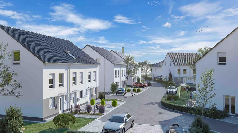 منزل شبه منفصل KFW 40 QNG جديد، إشغال أول، بوزيك-بويرن – Ansicht Dörfelsweg Doppelhaus