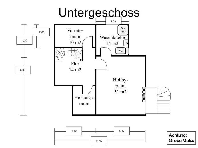 Familienfreundliches Landhaus – von privat – Grundriss Untergeschoss