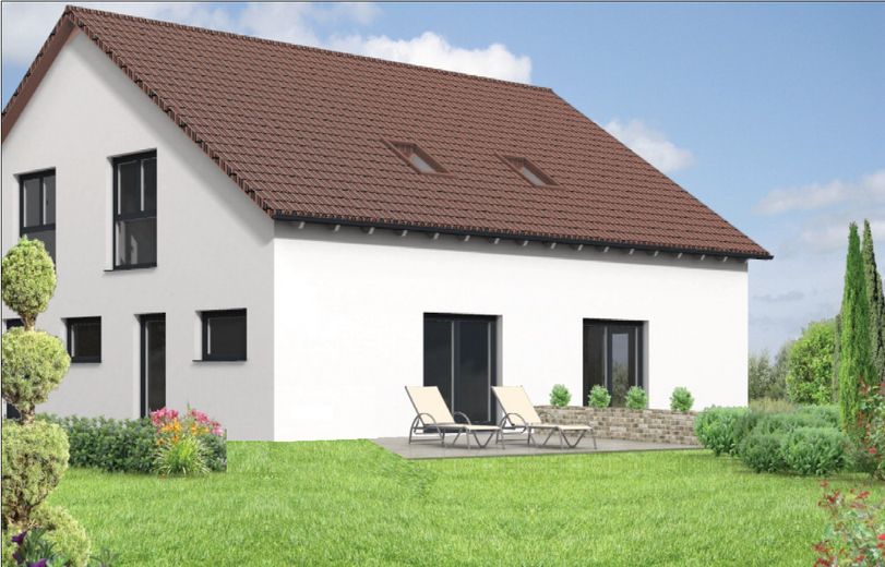 Neubau-Doppelhaushälfte mit 4 Zimmern in Althengstett (Erstbezug) – Haus hinten