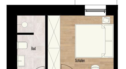 Première occupation après rénovation complète – appartement de 47 m² de 2 pièces avec entrée séparée – Grundriss