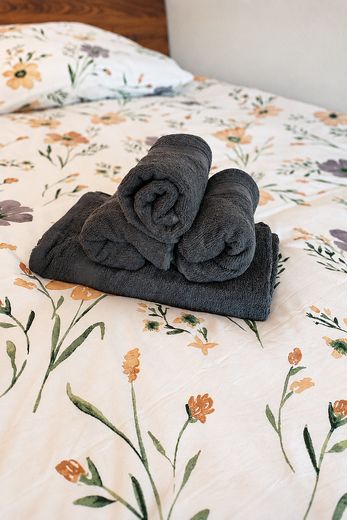 Möbliertes 1 Zimmer Wohnung mit Balkon, Stellplatz und Pauschalmiete – Handtücher