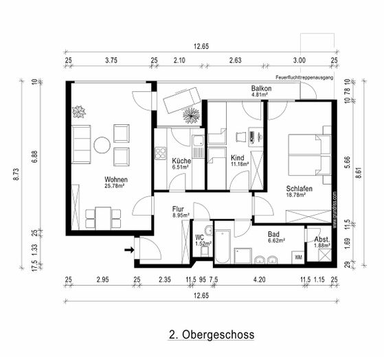 2D Grunriss mit Bemaßung