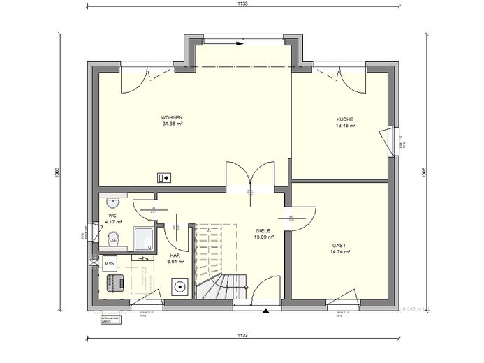 Now at an advantageous price: Modern country house incl. plot & fitted kitchen – Grundriss Erdgeschoss