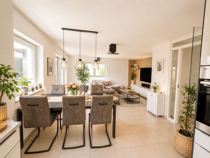 Hochwertig ausgestattete und gepflegte 4,5 Zimmer- Erdgeschosswohnung am Bodensee – Wohnzimmer