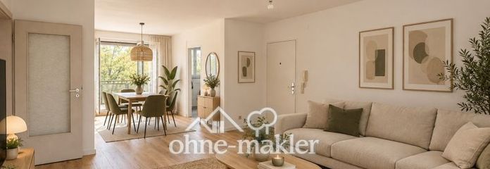 Modernisierte 3-Zimmer-Wohnung mit großem Westbalkon ins Grüne und TG – provisionsfrei