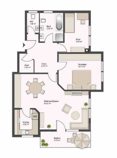 Grundriss der Wohnung