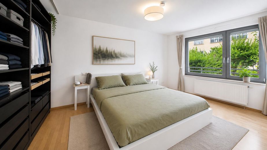 Privatverkauf – Stilvolle Gartenwohnung mit Tiefgarage in begehrter Münchner Lage – Schlafzimmer