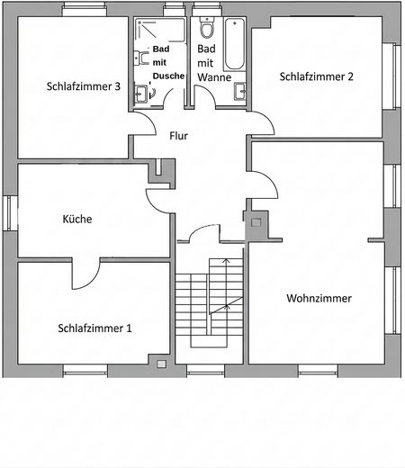 Holzstraße'de yenilenmiş, aydınlık 110 m² 4,5 odalı daire – Grundriss