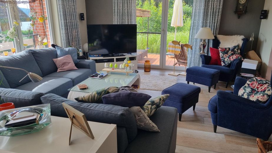 Wohnzimmer Blick Garten/See