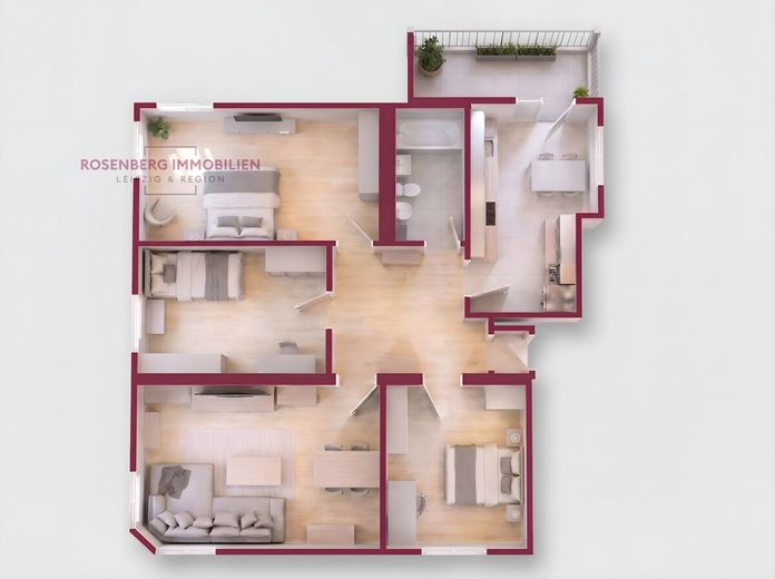 Denkmalgeschützte 4-Zimmer-Wohnung in gefragter Lage – Immobilie in Leipzig zu verkaufen_4-Raumwohnung_Rosenberg Immobilien Leipzig_Grundriss