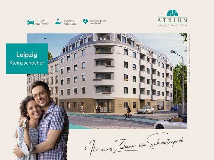 3 Zimmern, Balkon &amp; Gäste-WC - Wohnen am Park – Vermietung Schwartze Str. 9 04229 Leipzig