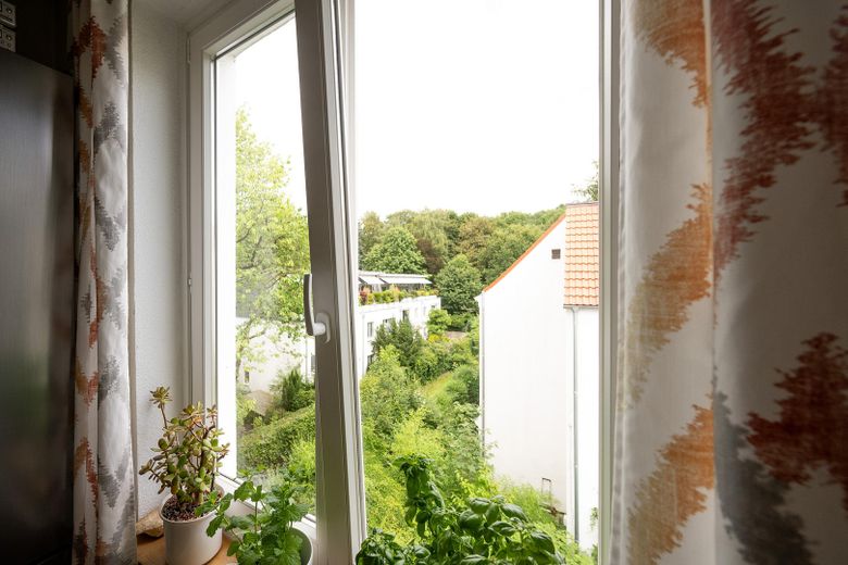 Bellissimo appartamento d'epoca in Ulmenstraße presso Stadtpark - da privato – Küchenausblick ins Grüne