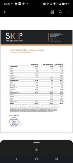 Bliźniak w Olching, ok. 283 m² pow. działki, ok. 155 m² pow. mieszkalnej, w najlepszej lokalizacji, bez prowizji, od osoby prywatnej – Flächenaufstellung