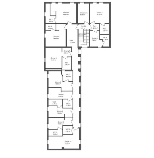 Außergewöhnliche Immobilie mit Gastronomie, Hotel und Wohneinheit – Grundriss 1. OG