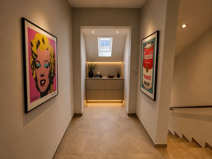 Moderne 4 Zimmer DG Wohnung mit Garten in ruhigem gehobenen Wohngebiet – Garderobe Treppenhaus