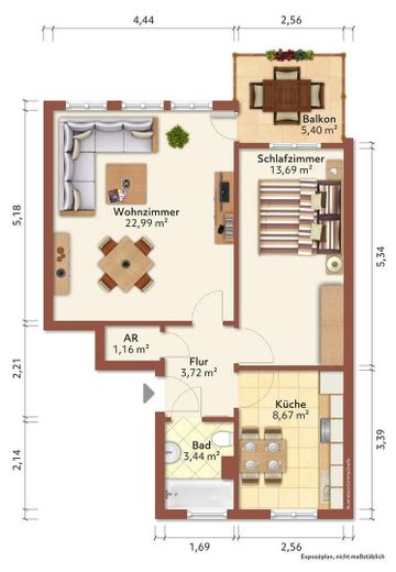 Helle 2-Zimmerwohnung mit Balkon in der Neustadt - 1050€ Warmiete – Grundriss