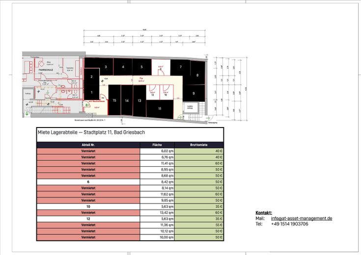 Lagerabteile ab 5m² am Stadtplatz von Bad Griesbach – Lagerabteile + Preisliste