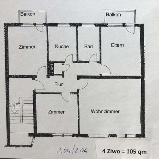 Grundriss Wohnung 1. OG +2.OG