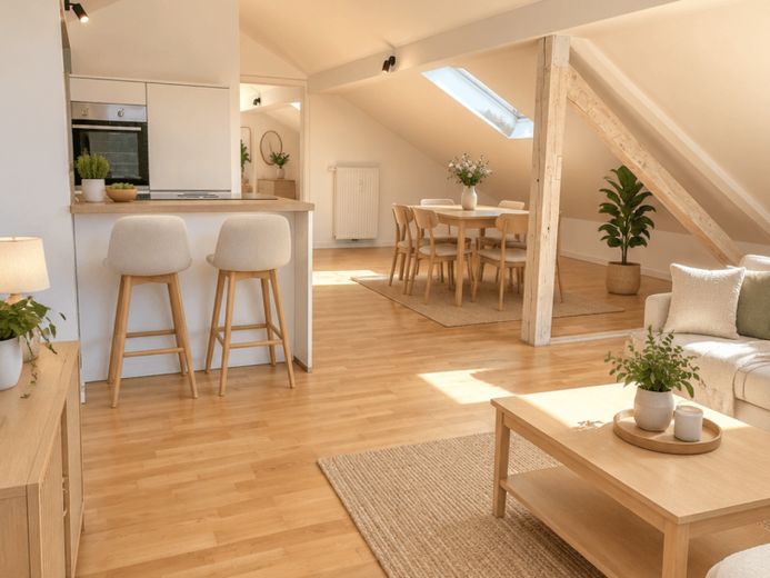 Luminoso appartamento mansardato a Roßbach, in stile loft e con vista sul verde – Foto 1