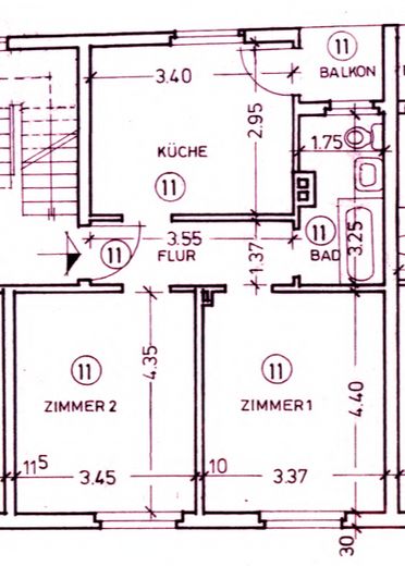 Gesamt 52qm, je Zimmer 15qm