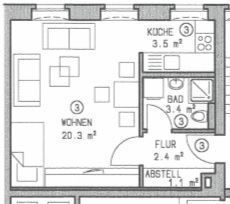 Ruhige 1-Zimmer mit Laminat, Balkon und Dusche in Zentrumsnähe zum Toppreis! – Grundriss_1ogre