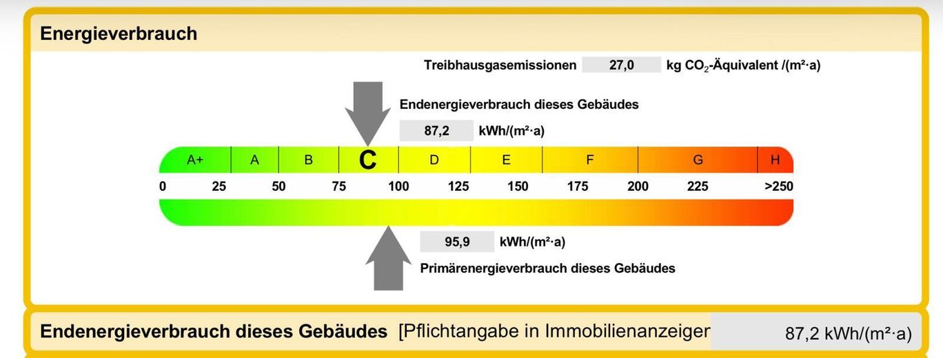 Lichtdurchflutete Immobilie in zentraler Lage in Freiamt – Energieausweisausschnitt