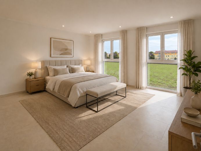 Casa bifamiliare, classe energetica A+, pompa di calore, ottime condizioni, vista aperta a ovest – Schlafzimmer 