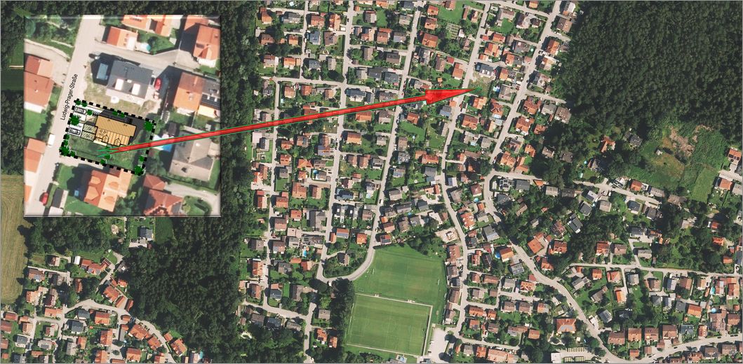 Traumhafte Doppelhaushälfte (Westseite) in ruhiger bevorzugter Lage - PROVISIONSFREI – Luftbild