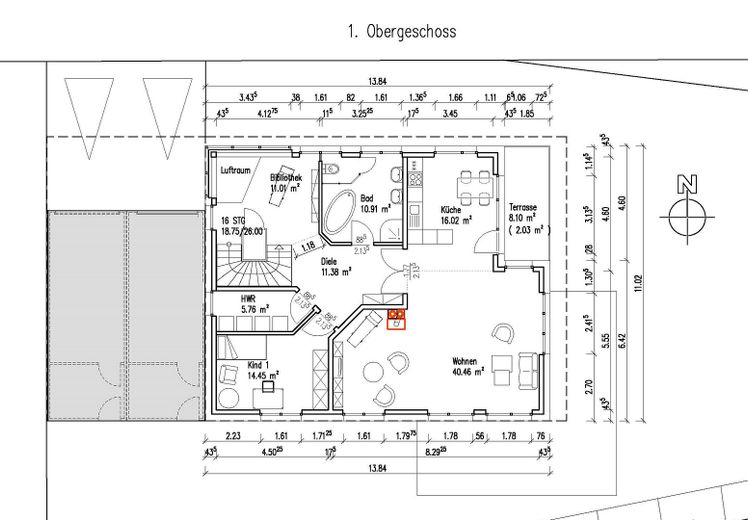Luxus-Penthouse-Wohnung in traumhafter Lage mit Privatseenutzung – Grundriss 1. Obergeschoss