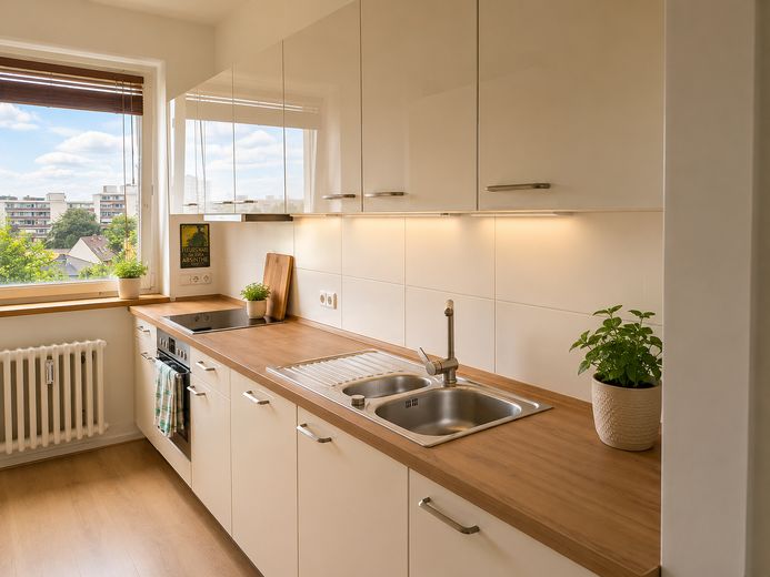 Hochwertig modernisierte 3-Zimmer-Wohnung mit Westbalkon und Weitblick - maklerfrei – Küche