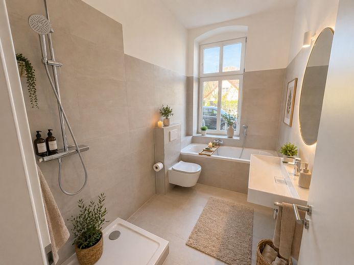 Wassernah & Energieeffizient: Provisionsfreie Familienwohnung im Top-Zustand – Badezimmer