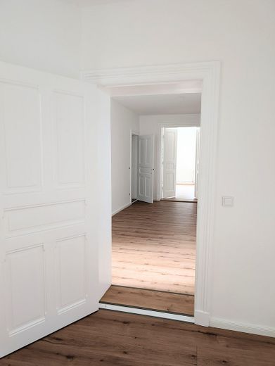 Stilvoll renovierter Altbau - Einzigartige 4-Raumwohnung bezugsfertig in der Greifswalder Innenstadt – Parador Boden in allen Räumen