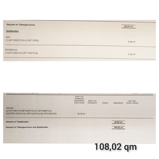 Wohnflächenberechnung - OG, DG
