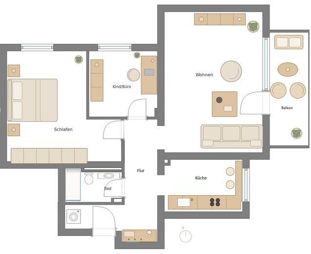 Kernsanierte 2,5-Zimmer-Wohnung mit Balkon in Solln – Erstbezug, provisionsfrei – Grundriss