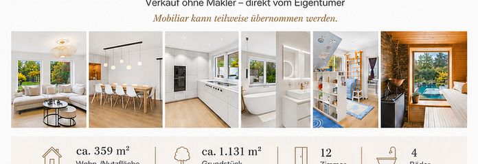 Familienvilla mit Naturpool, Spa und japanischem Garten