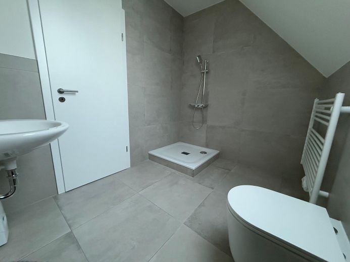 Sanierte 3-Zimmer-Wohnung mit Dachboden, Stellplatz und Gartenanteil – Badezimmer