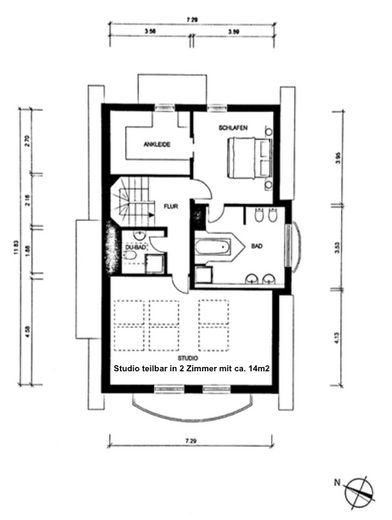 Baldham, Freistehendes Einfamilienhaus in sehr ruhiger Lage – Grundriss OG