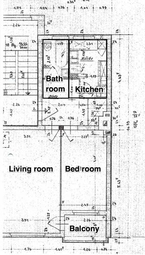 de particulier : libre d’occupation ou rendement de 5 %, emplacement privilégié : appartement 2 pièces avec balcon, ascenseur, place de parking, à proximité du canal – Grundriss