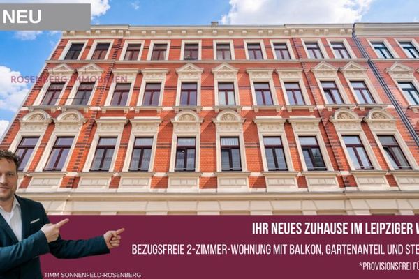 Piso de 2 habitaciones disponible para ocupar en Leipzig Alt-West con jardín propio *Sin comisión para el comprador